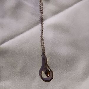 Elegant Teardrop with Cats Eye Gem Pendant Necklace